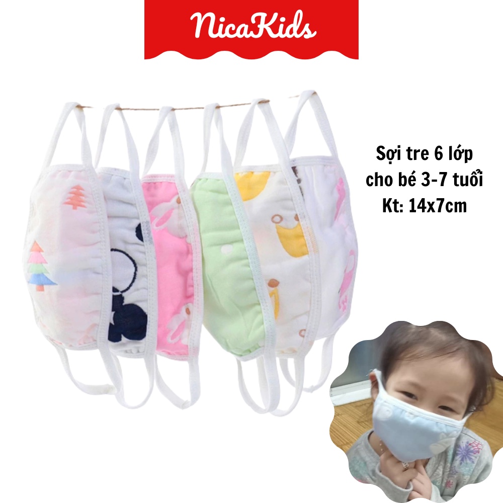Khẩu trang xô 6 lớp cho bé 3-7 tuổi (CHẤT XÔ MỀM MẠI), tái sử dụng nhiều lần