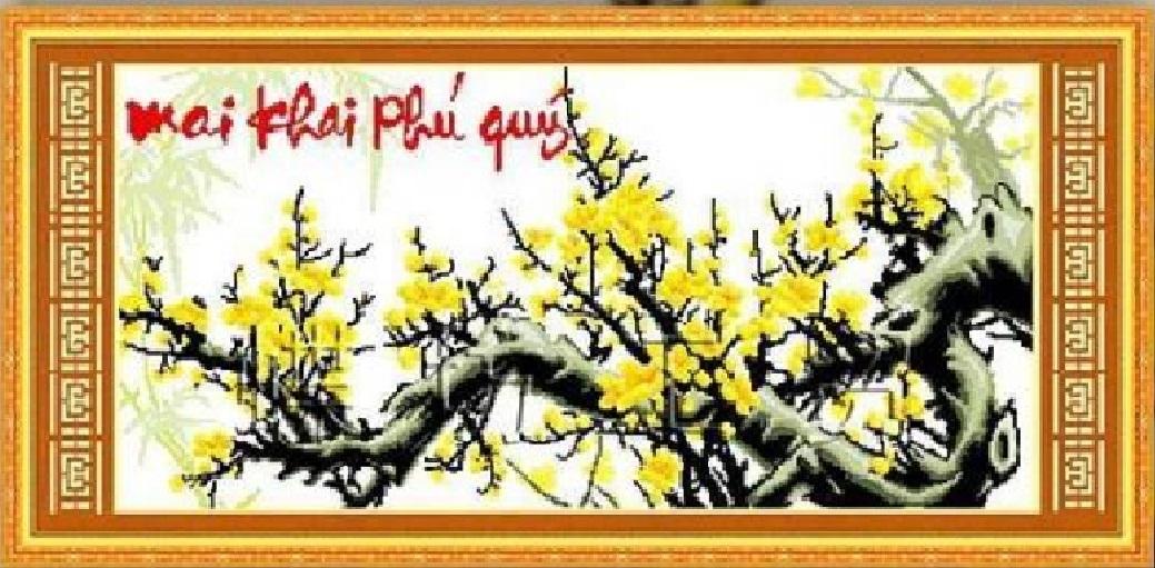 Tranh thêu chữ thập mai khai phú quý 2 dlh-222437