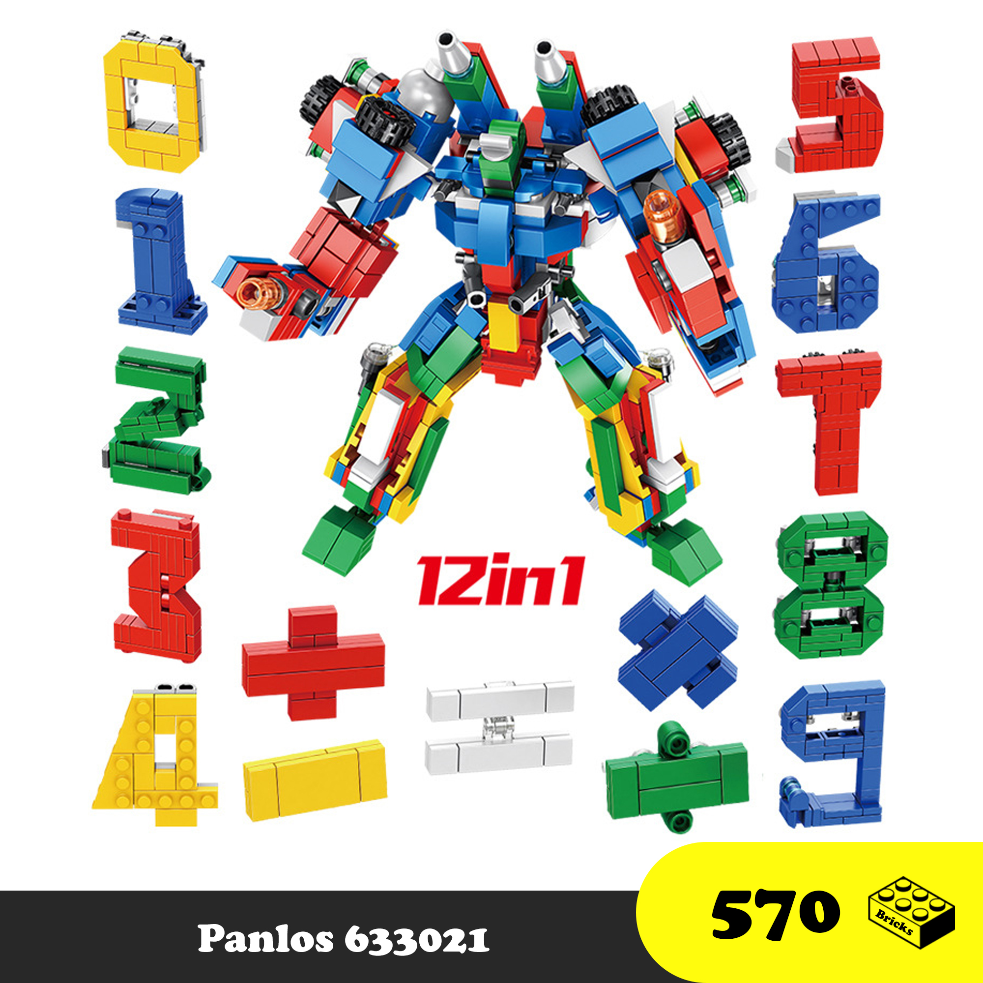 Lego lắp ráp robot phép tính toán giáo dục cho bé - Lego Robot 12 in 1 Pan Luosi 633021 - Đồ chơi trí tuệ 570 mảnh ghép