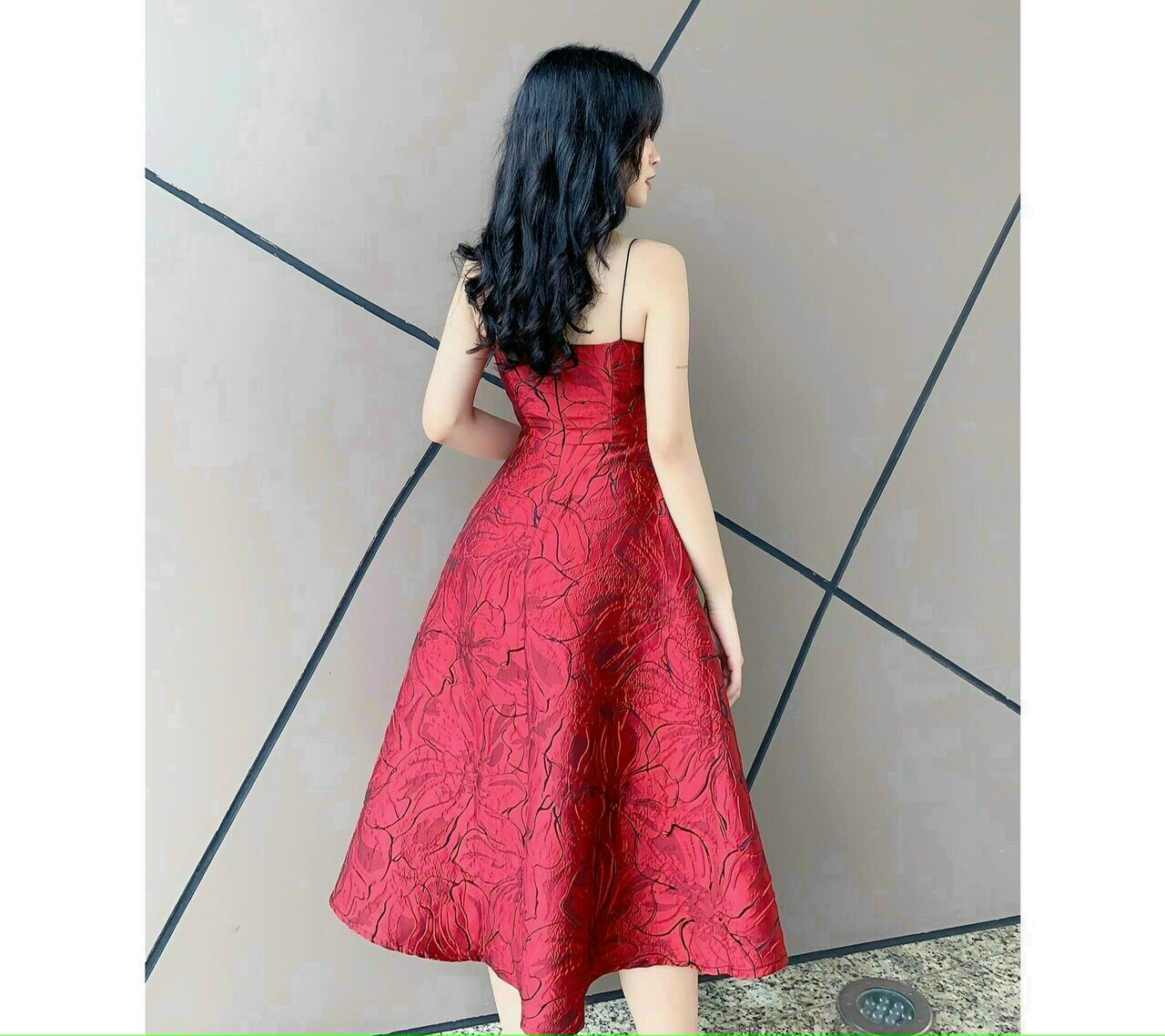 Đầm mới] đầm nữ dự tiệc 2 dây gấm hoa cao cấp gia bảo shop