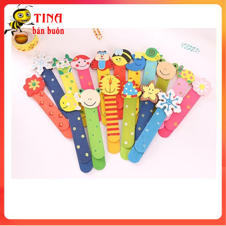Kẹp gỗ trang trí treo ảnh decor họa tiết xinh xắn, kẹp gỗ hoạt hình sáng tạo đánh dấu trang E703