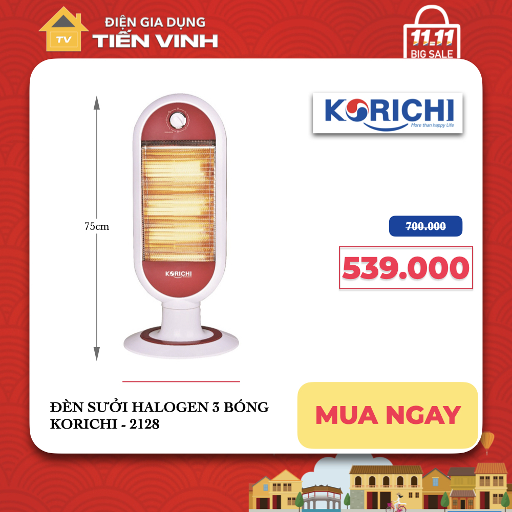 Quạt sưởi halogen korichi krc-2128 - hàng chính hãng