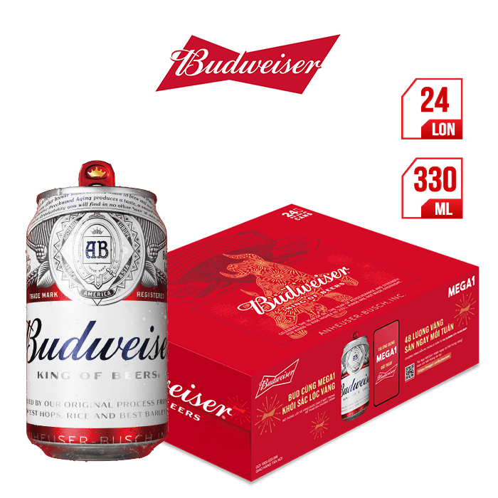 Thùng 24 Lon Bia Budweiser