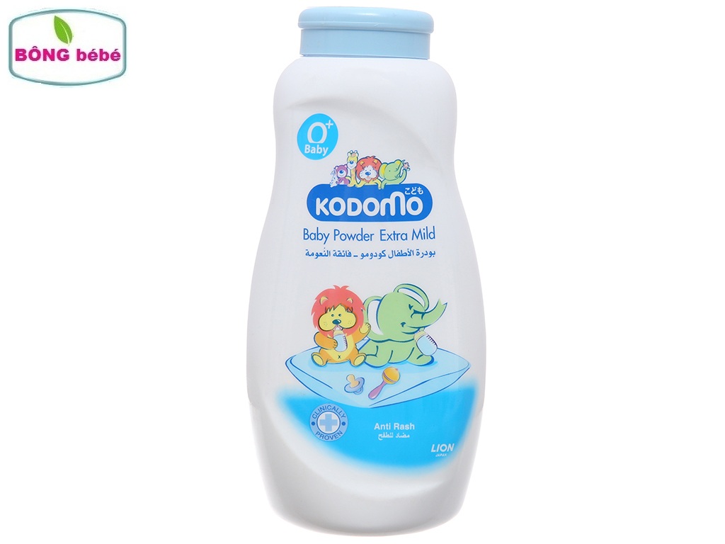Phấn rôm em bé Kodomo Extra Mild ngừa hăm da, ngừa rôm sảy, hàng nội địa Thái Lan- Chai 180g