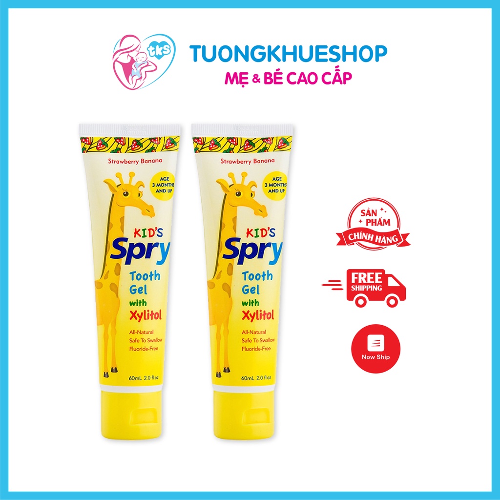 Kem đánh răng Spry Dâu chuối 60ml _Mỹ cho bé từ 3 tuổi