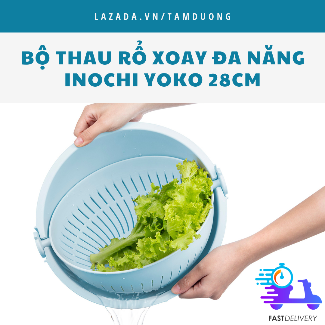 Bộ thau rổ xoay đa năng Inochi 28cm