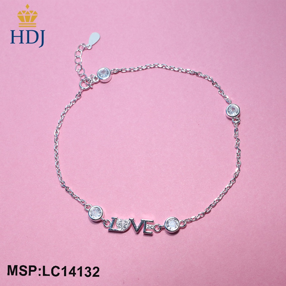 Lắc chân bạc 925 dành cho nữ hình chữ Love đính đá nhỏ xinh LCB14132 - Trang sức HDJ