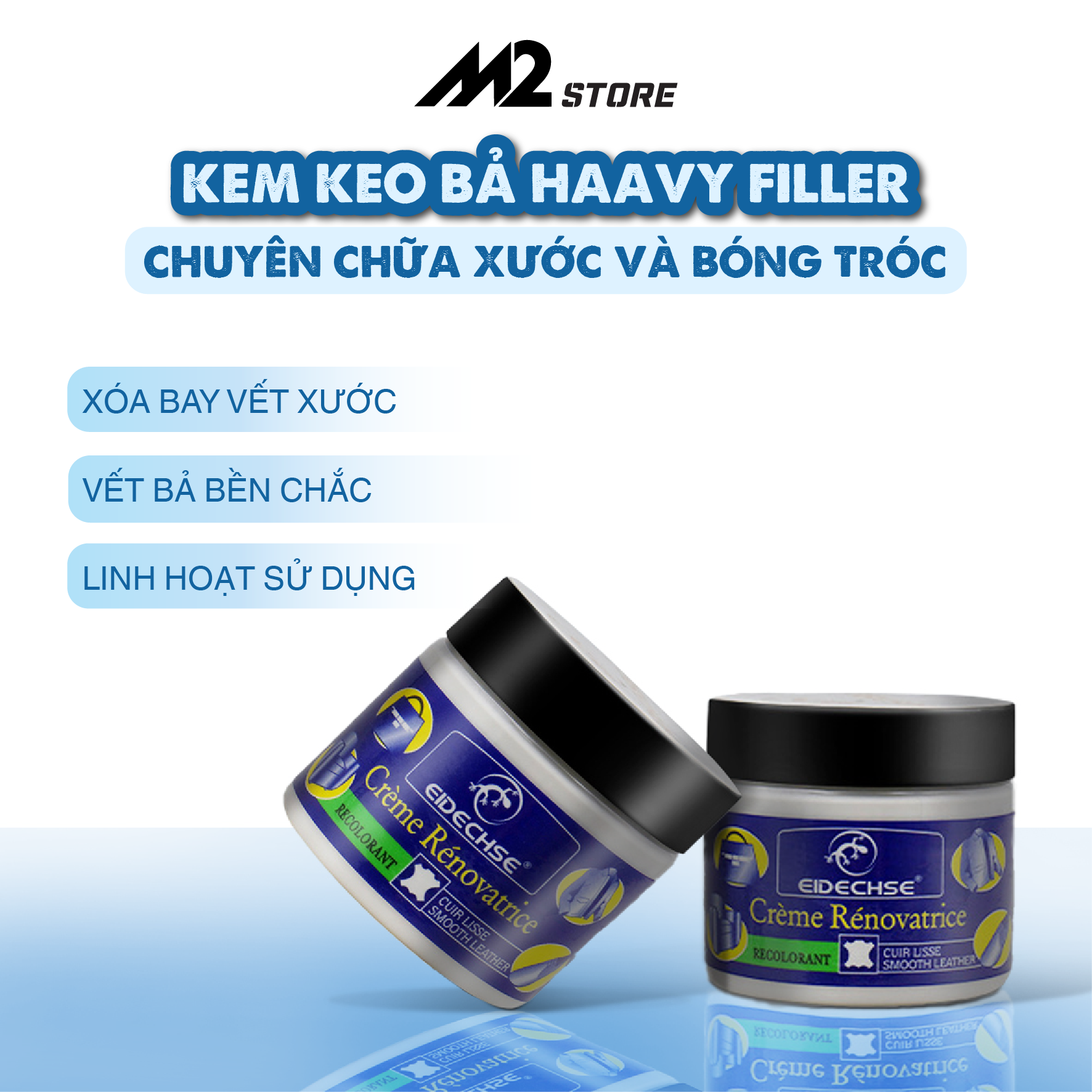 Kem keo bả Heavy filler sửa chữa vết rạn nứt bong tróc trầy xước giày dép ghế ví áo ghế sofa da (XDG10)
