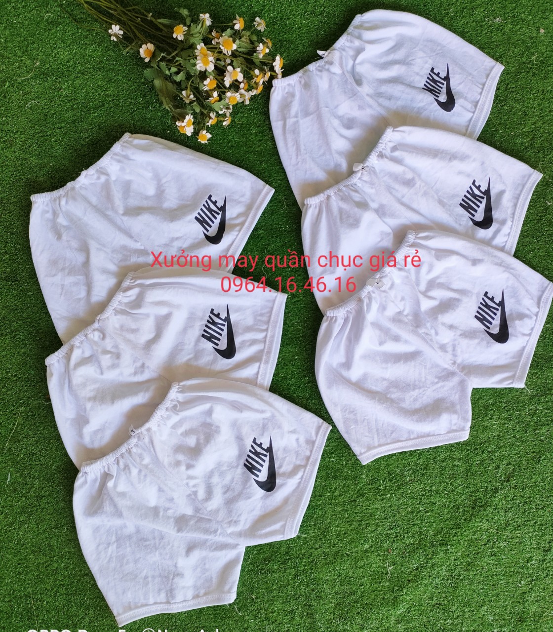 Set 10 quần đùi trắng in chữ cho bé trai bé gái