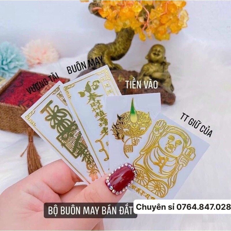 Bộ 4 linh phù độ giàu có buôn bán đắt ( vượng tài, buôn bán đắt, tỳ hưu, búa) dán điện thoại đã gia trì