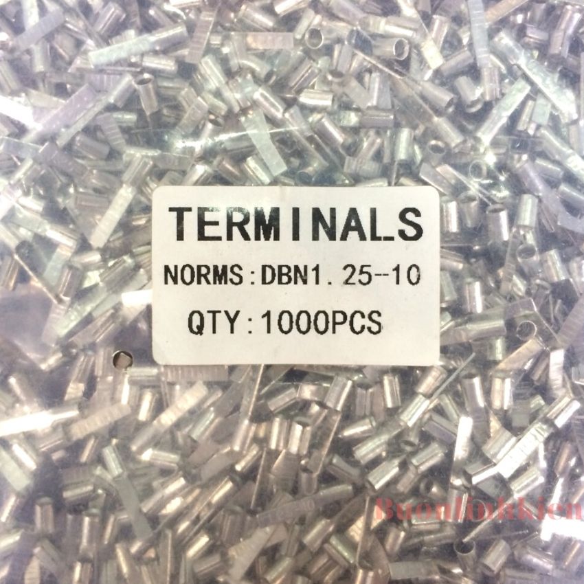 100 Đầu cos pin dẹp trần DBN 1.25-10, đầu cos dây điện 0.5 đến 1.5mm, đầu cốt dẹt bằng đồng, cos kim