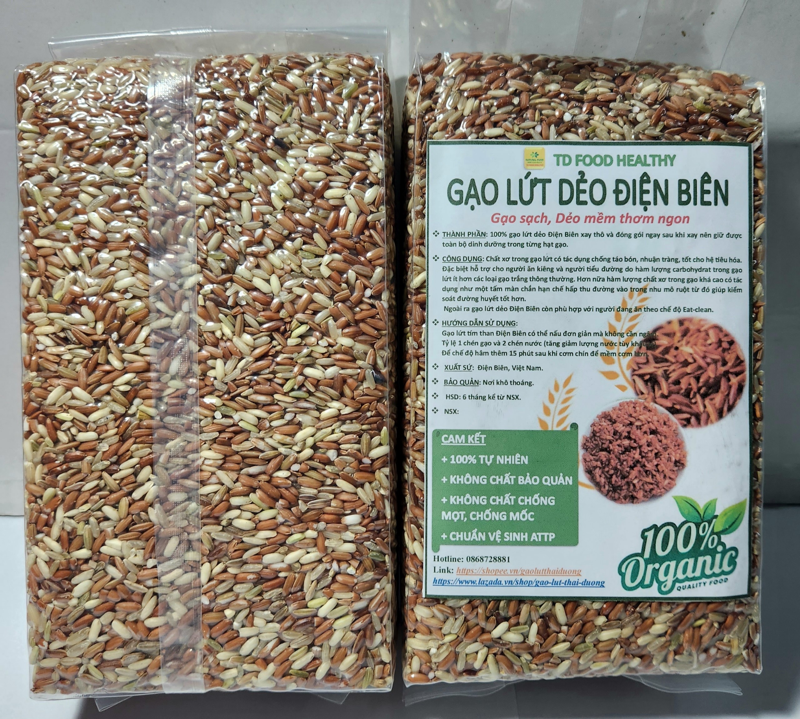 Gạo lứt đen dẻo Điện Biên hữu cơ, gạo lức nâu dẻo Tdfood 1Kg EAT CLEAN healthy giảm cân cho người ăn kiêng