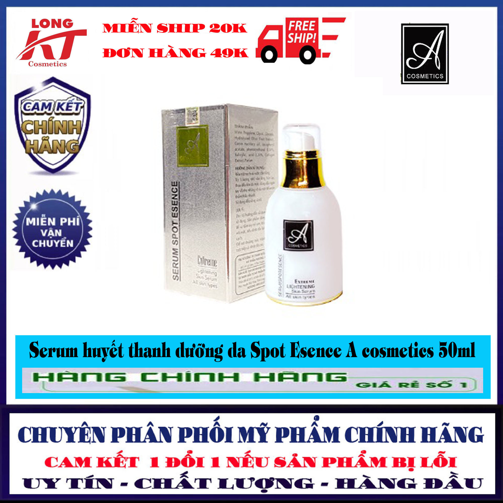 Serum Huyết Thanh A Cosmetics Phương anh giúp dưỡng trắng da, làm đều màu da và mịn màng