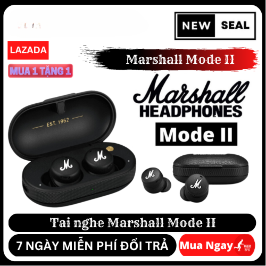 Tai nghe bluetooth không dây marshall mode 2, tai nghe bluetooth marshall mode 2 tai nghe không dây cns, tai nghe chống ồn, âm bass mạnh mẽ, chống thấm mồ hôi, bụi bẩn có micro, bh 12 tháng