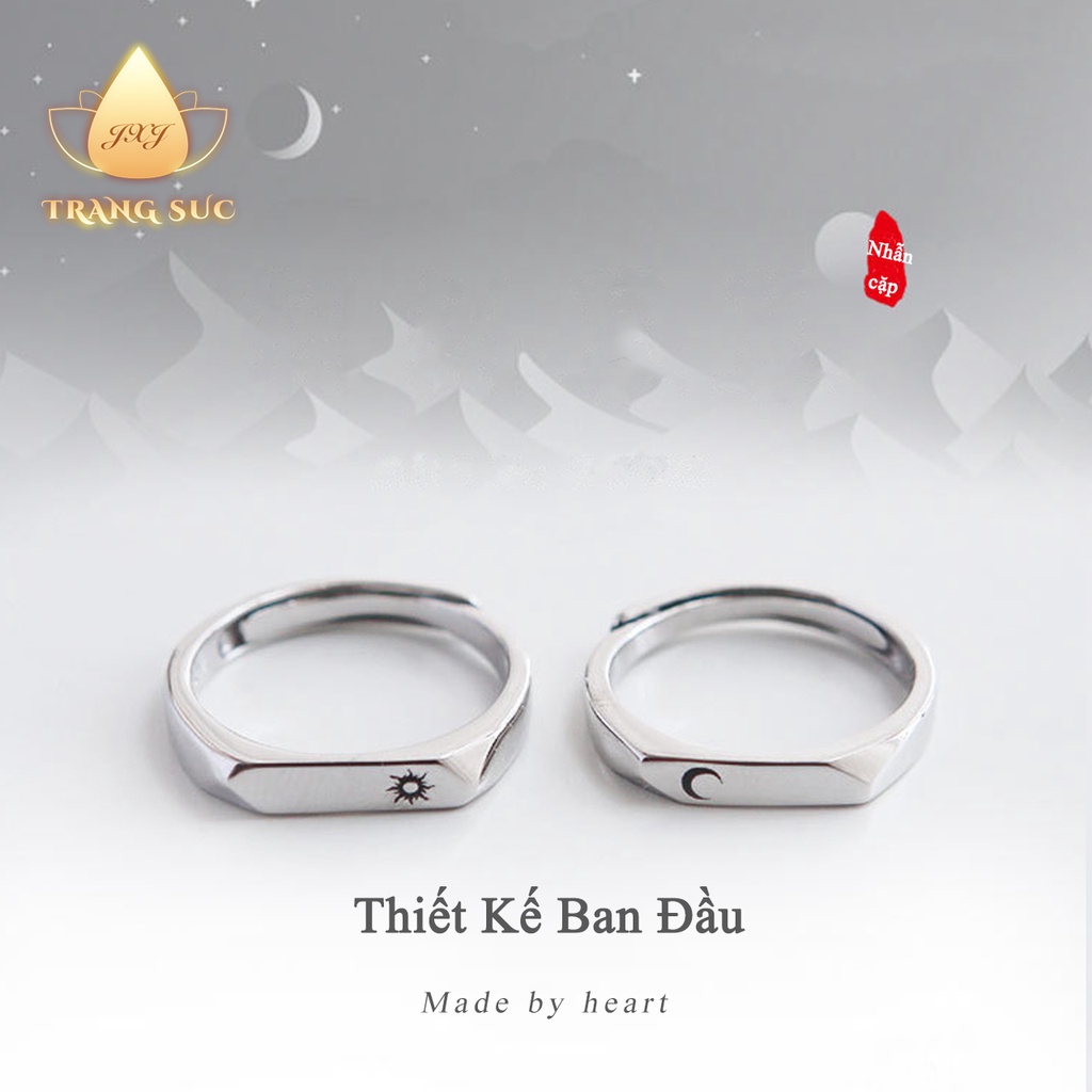 Nhẫn Nam Nữ Đôi Mặt trăng Mặt trời Cá Tính Sáng tạo Kim loại Không phai màu Màu bạc Chắc chữ Đơn giản NH-082