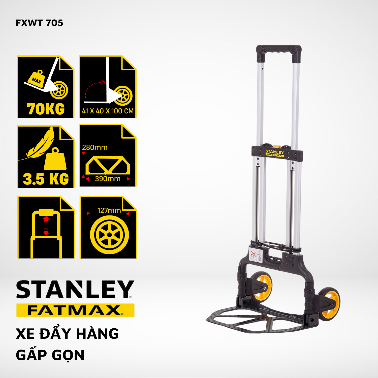 Xe đẩy hàng gấp gọn Stanley Fatmax - USA FXWT-705 tải trọng 70kg - Hàng chính hãng