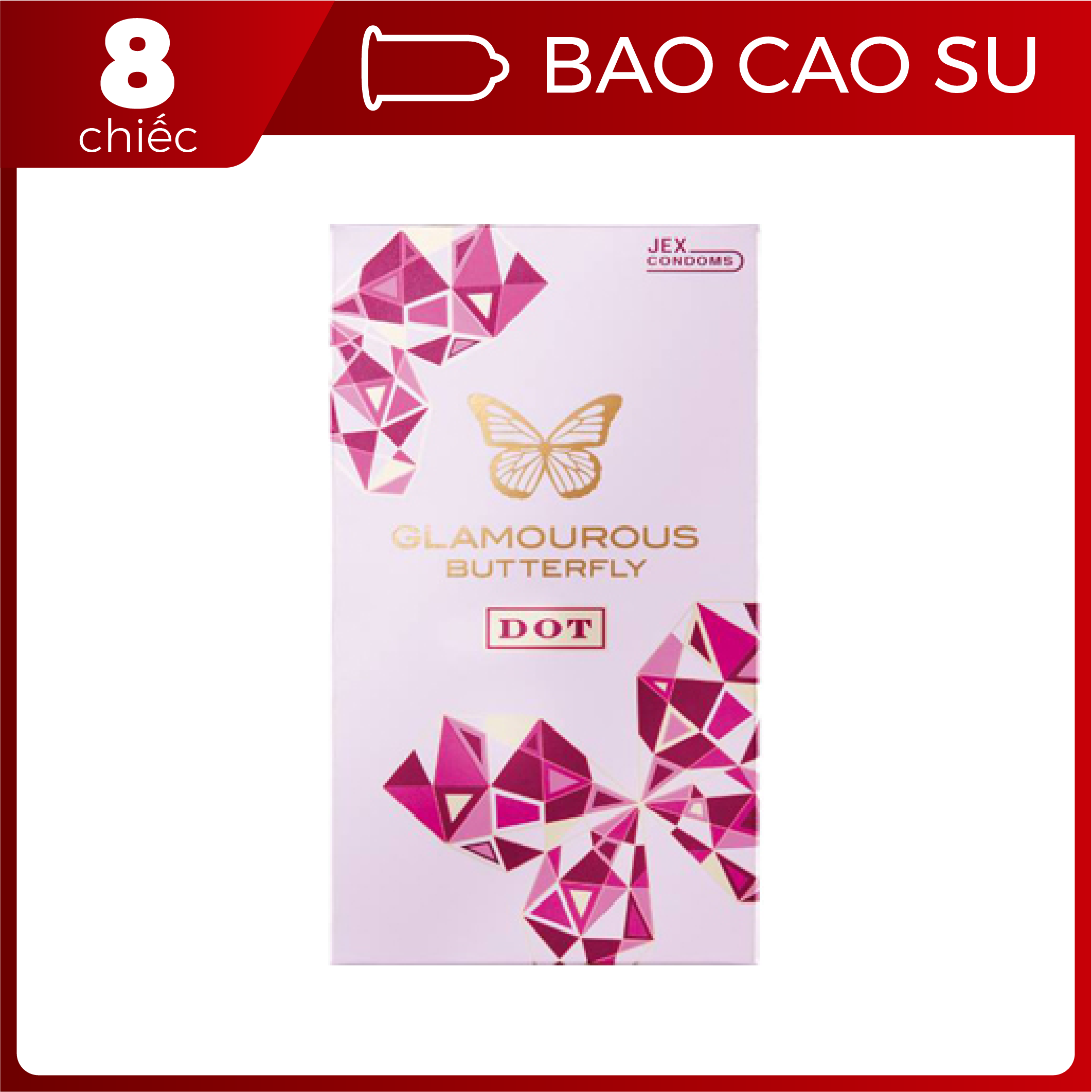 Bao Cao Su Cao Cấp JEX Nhật Bản dòng Glamourous Butterfly Dot Siêu Gai Nổi dòng sản phẩm hot bên Nhật- Bigbullshop
