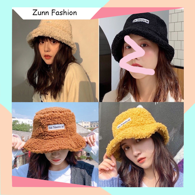 Mũ bucket nữ len lông cừu dễ thương hot trend Hàn Quốc M01