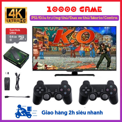 Máy chơi game cầm tay stick 4k 10000 game và tặng thẻ nhớ 64gb game ps1/ ps2 /nitendo switch /fc/ playstation - kết nối hdmi - bảo hành 12 tháng