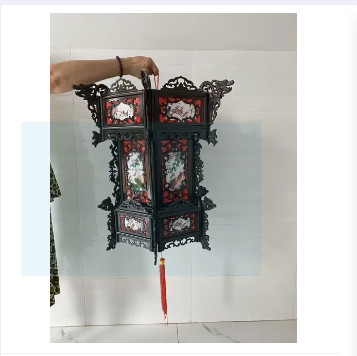 Đèn lồng nhựa giả gỗ treo tết size 60 đèn trang trí tân trang nhà cửa