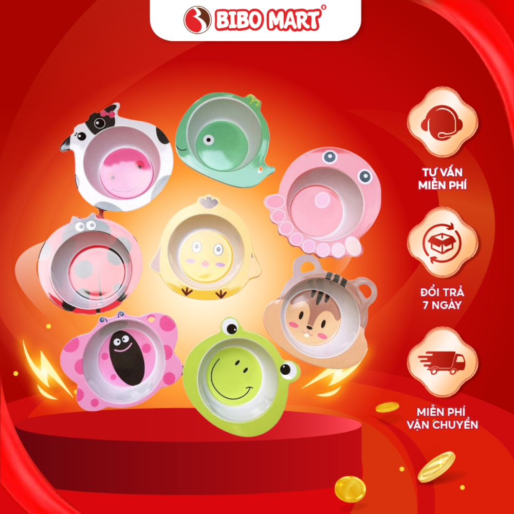 [QT] Bát Ăn Dặm Sợi Tre Cho Bé Hình Thú (Giao ngẫu nhiên) - Bibomart