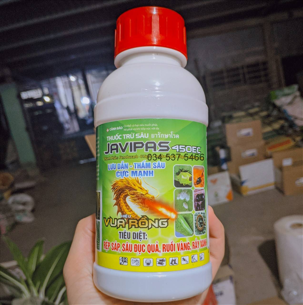 JAVIPAS 450EC Lưu dẫn, thấm nhanh 450ml - Chế Phẩm diệt côn trùng sau đục quả, rệp sáp, ruồi vàng, rầy xanh, sau vẽ bùa, bọ trĩ