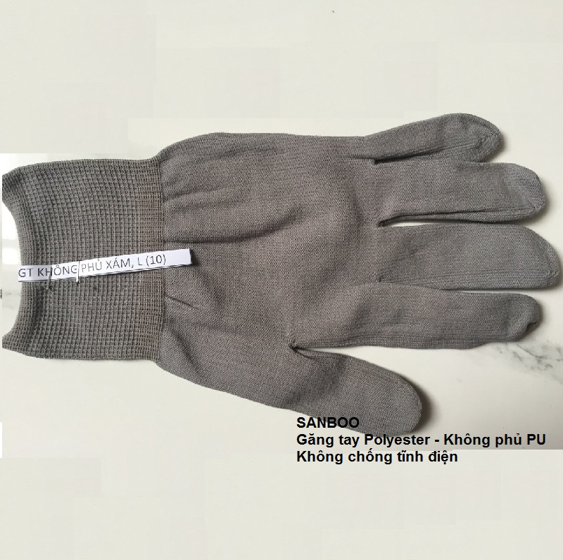 10 đôi Găng tay Polyester không phủ PU - Màu xám