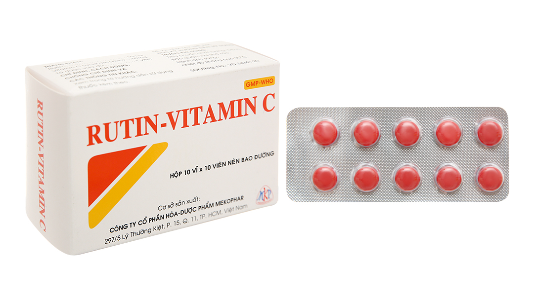 Rutin-Vitamin C hỗ trợ trĩ, suy giãn tĩnh mạch 10 vỉ x 10 viên