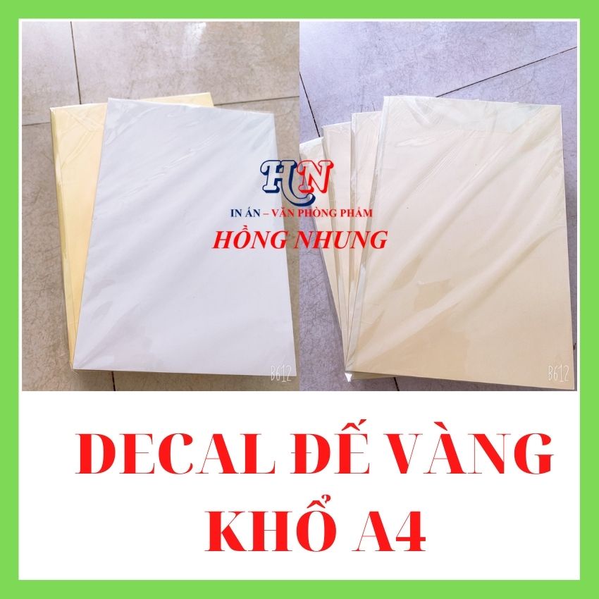 [SALE] Giấy In Decal A4 Đế Vàng Siêu Dính, Xấp 100 Tờ, Rẻ, Đẹp, Mặt Giấy Mịn