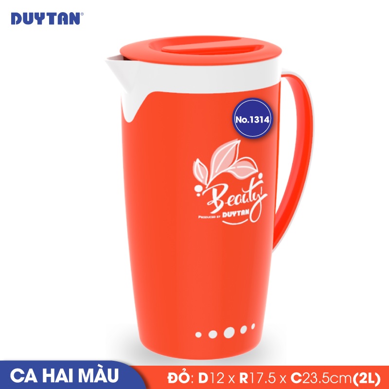 Ca quai 2 màu nhựa DUY TÂN 2 lít (12 x 17.5 x 23.5 cm) - 15072 - Giao màu ngẫu nhiên