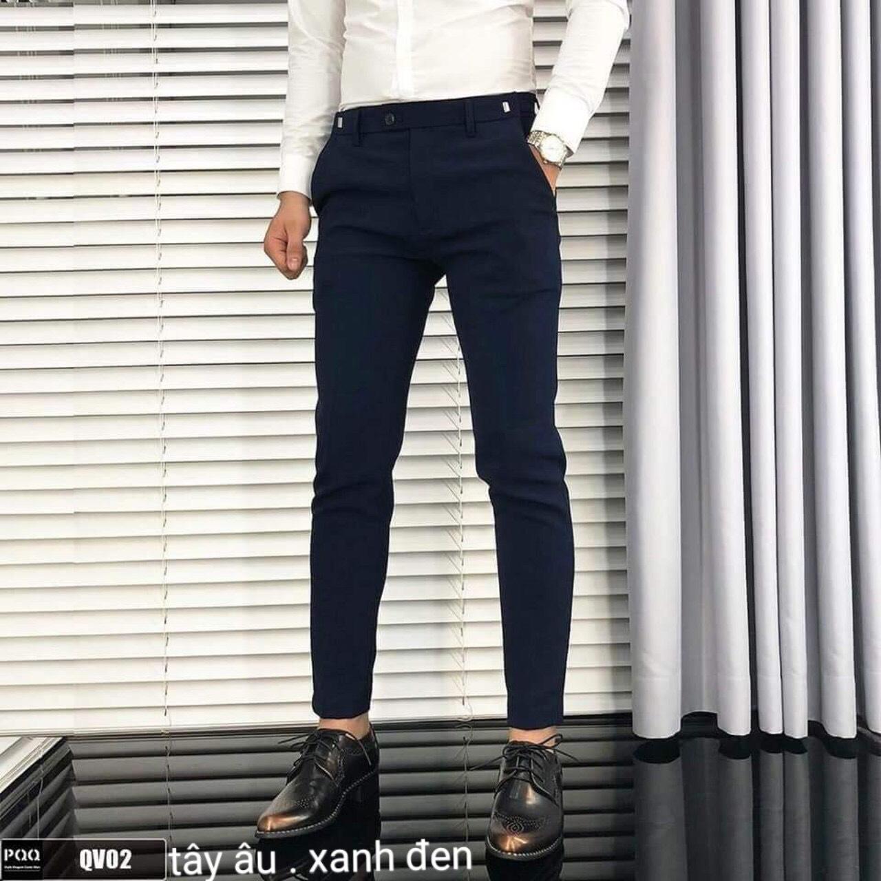 Quần tây âu nam form chuẩn xanh đen sang trọng cao cấp-ptms