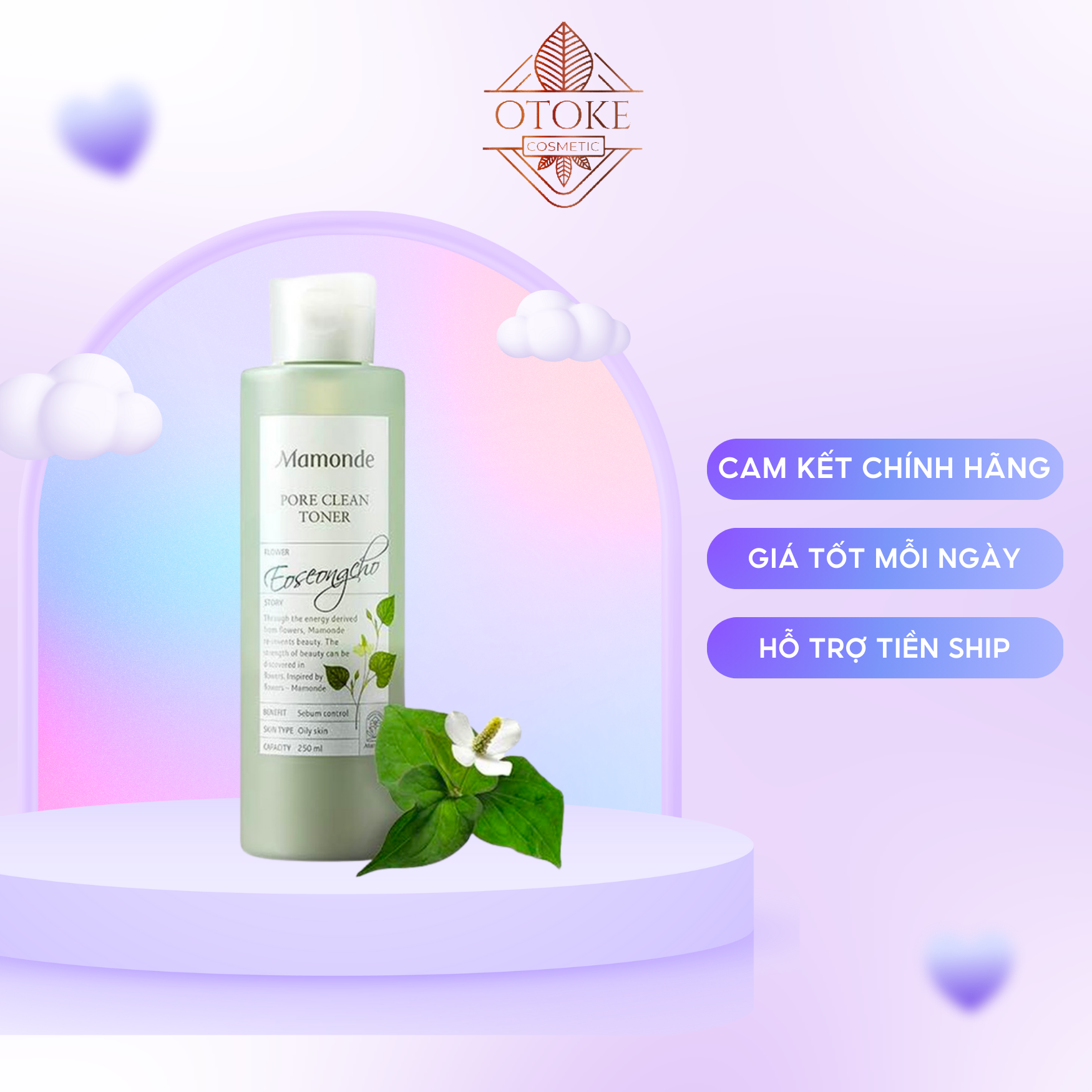 Nước hoa hồng Nước hoa hồng Mamonde Pore Clean se khít lỗ chân lông căng bóng 250ml Pore Clean, nước hoa hồng se khít lỗ chân lông căng bóng