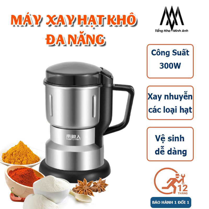 Máy xay hạt khô đa năng - dung tích 440ml - máy xay ngũ cốc mini - lưỡi dao 6 cánh - inox 304 - máu xay gia vị - bảo hành toàn quốc