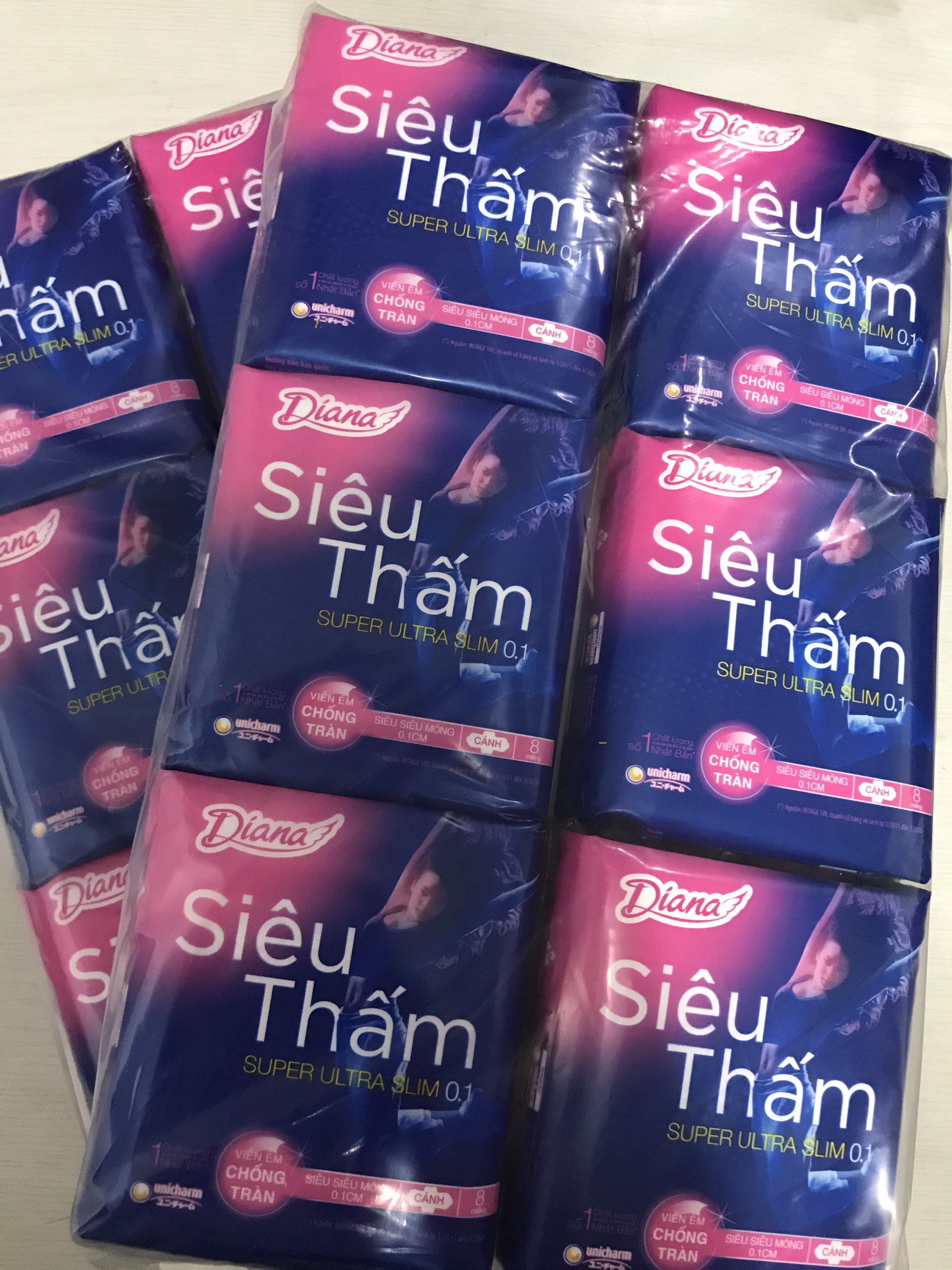 Combo 6 Gói BVS Diana Siêu Thấm Super Ultra Slim Mỏng Cánh 0.1 8 Miếng