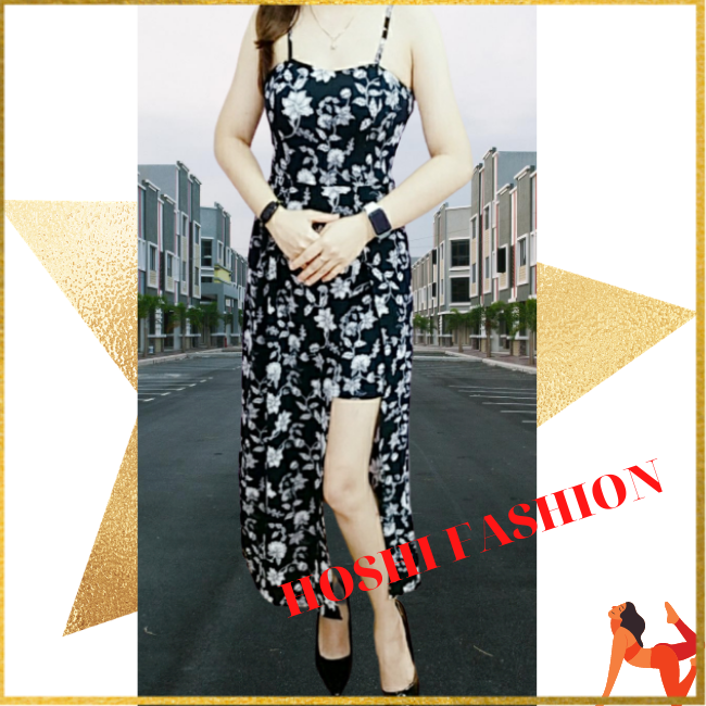 [HCM][Đầm dây quần dự tiệc] đầm dây cổ timxẻ tà có quần trong vải mềm mịn thấm hút tốt và không bị nhăn