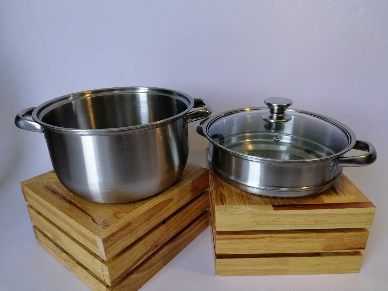 Nồi nấu hấp panasonic 24cm inox bếp từ - nắp kính sang trọng