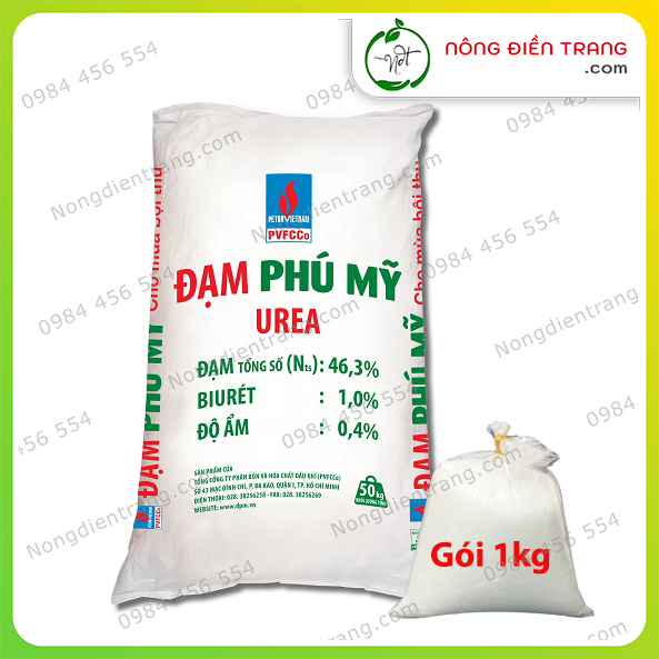 Phân ure trắng phú mỹ - đạm phú mỹ - urea gói 1kg chiết từ bao 50kg s garden