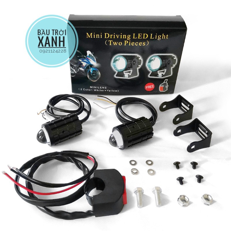 Đèn trợ sáng mini bi cầu 2 mầu cos vàng pha trắng ko nguồn
