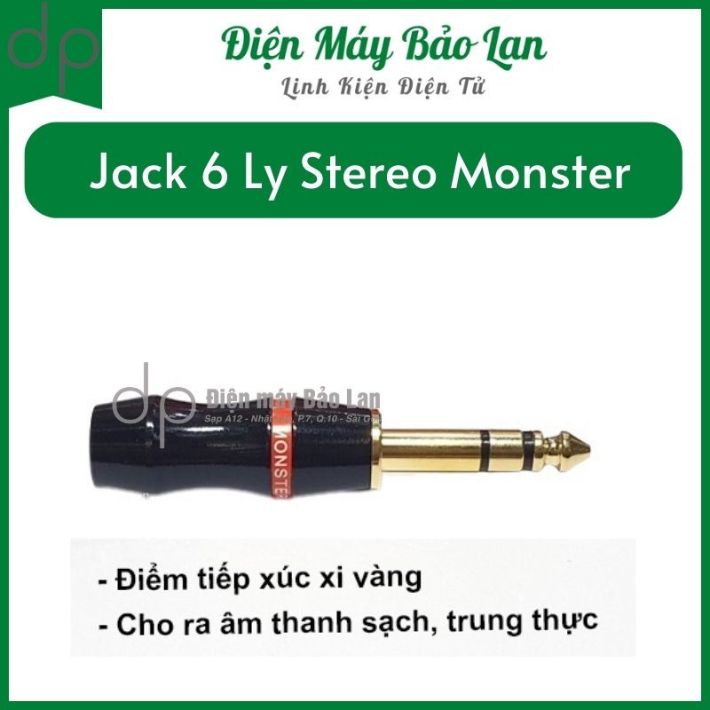 Jack 6 Ly Stereo Monster - Jack hàn dây tín hiệu, dây đàn, dây van số ra ampli Monster 6ly Stereo - Điện Máy Bảo Lan