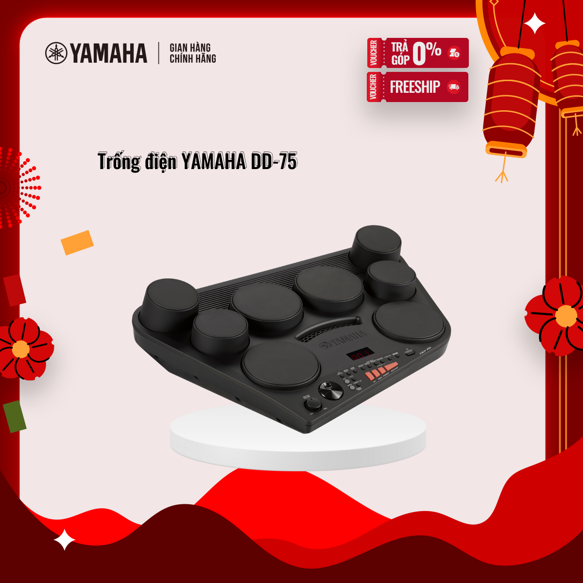 [Trả góp 0%] Trống điện tử YAMAHA DD-75 đa năng tích hợp nhiều âm thanh bộ gõ, thiết kế nhỏ gọn với 8 mặt trống cảm ứng và 2 pedal  - Bảo hành chính hãng 12 tháng