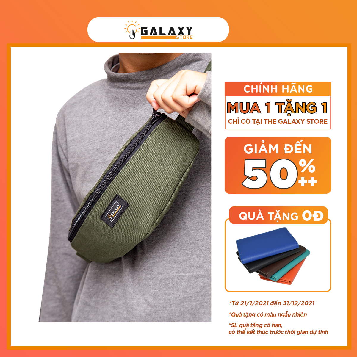 Túi Bao Tử Đeo Chéo Cao Cấp Đơn Giản Nhỏ Gọn Nam Nữ Để Điện Thoại Ví Galaxy Store GTBT02 - Hàng Chính Hãng