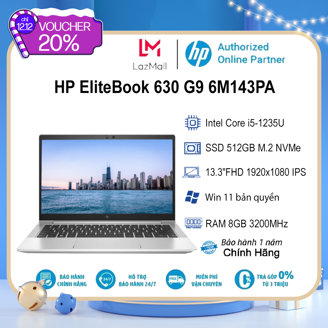 Laptop hp elitebook 630 g9 6m143pa i5-1235u| 8gb| 512gb| ob| 13.3"fhd| win 11