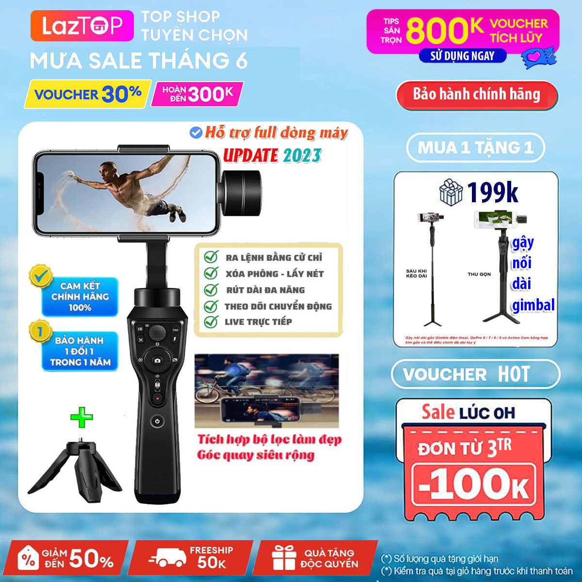 Gimbal chống rung gậy chống rung điện thoại gimpo chống rung tay cầm quay phim điện thoại giá quay phim chống rung pin trâu chụp hình ảnh đẹp sắc nét xoay 360 độ