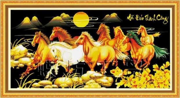 Tranh thêu chữ thập mã đáo thành công dlh-222365