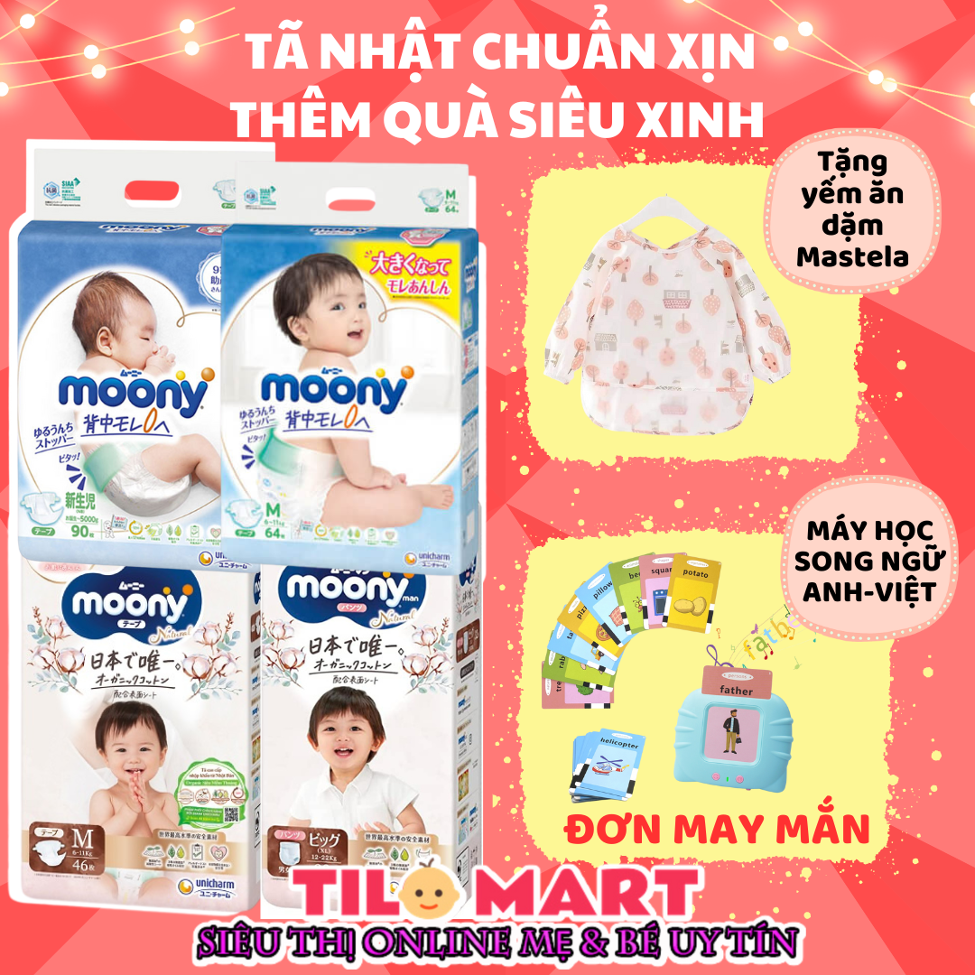 Bỉm dán/ Bỉm quần Moony đủ size dán NB90/S84/M64/L54/XL44, quần M58/L44/XL38/XXL26