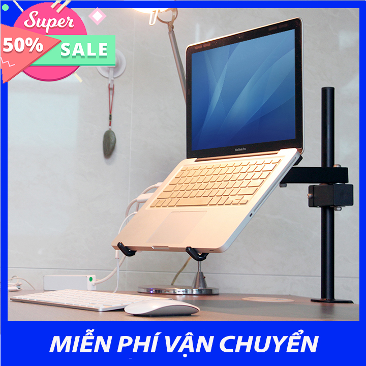 Giá đỡ laptop kẹp bàn chống mỏi 1 khúc ,Giá kẹp iphone ipad