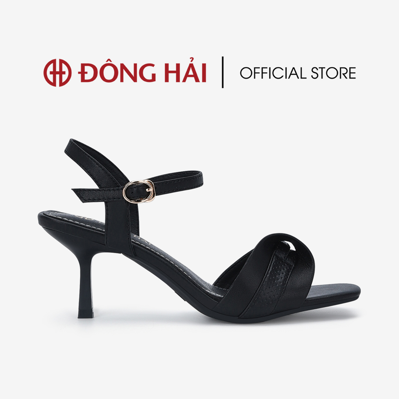Giày sandal cao gót Đông Hải gót nhọn 7cm phối quai đôi cách điệu - S5815