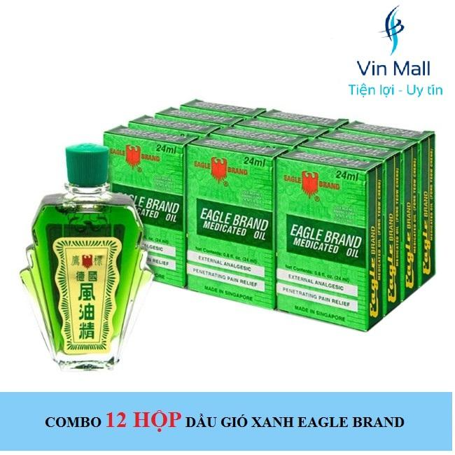Lốc 12 Hộp Dầu Gió Xanh 2 Nắp SingaPore Eagle Brand