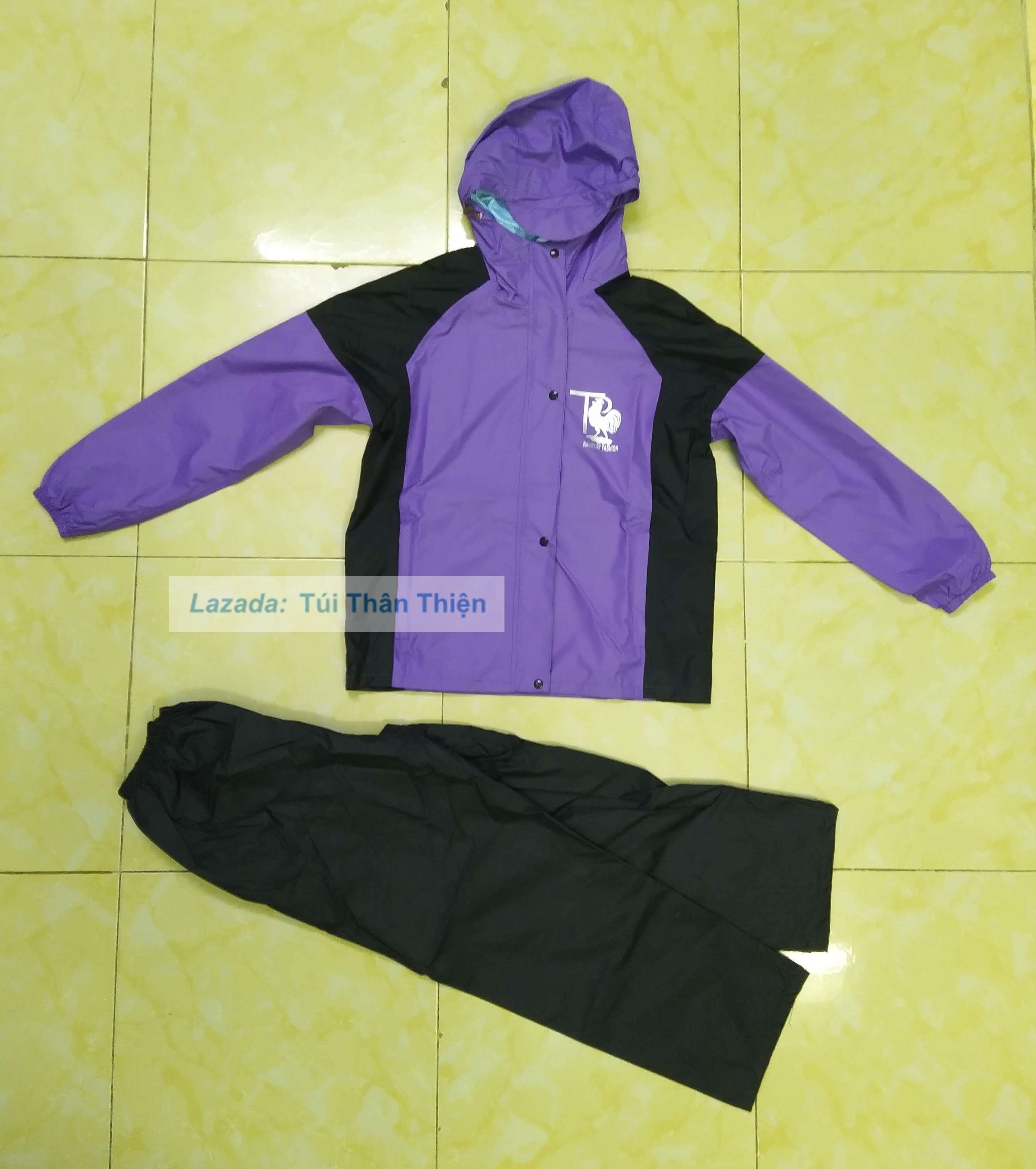 Bộ quần áo mưa chất lượng cho nữ 45-57 Kg - Màu tím nhạt