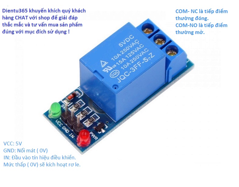Mô đun rơ le 1 kênh 5V điều khiển mức thấp
